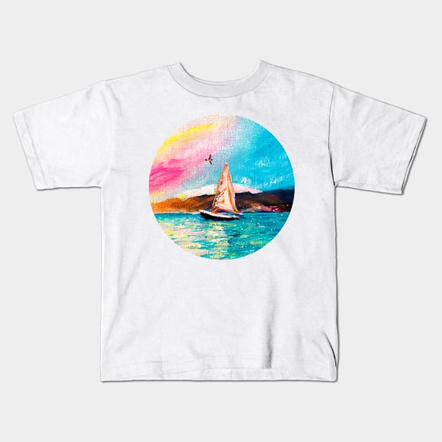 ocean waves colourful scenery Kids T-Shirt by chandelier2137